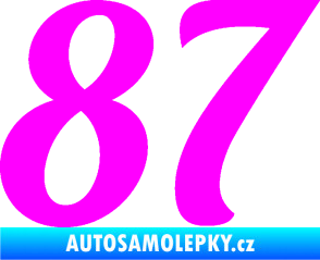 Samolepka Startovní číslo 87 typ 3   Fluorescentní růžová