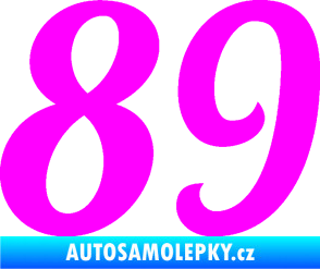 Samolepka Startovní číslo 89 typ 3  Fluorescentní růžová