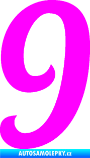 Samolepka Startovní číslo 9 typ 3 Fluorescentní růžová