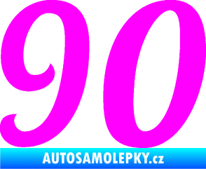 Samolepka Startovní číslo 90 typ 3   Fluorescentní růžová