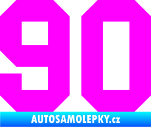 Samolepka Startovní číslo 90 Fluorescentní růžová