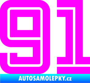 Samolepka Startovní číslo 91 typ 7 Fluorescentní růžová