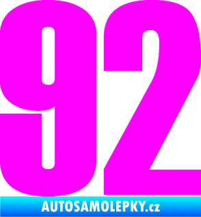 Samolepka Startovní číslo 92 typ 2  Fluorescentní růžová