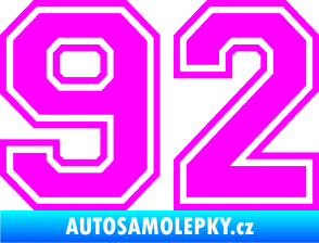 Samolepka Startovní číslo 92 typ 4 Fluorescentní růžová
