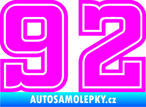 Samolepka Startovní číslo 92 typ 5 Fluorescentní růžová