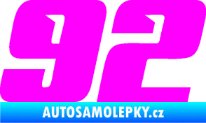 Samolepka Startovní číslo 92 typ 6 Fluorescentní růžová