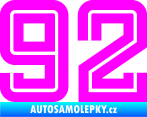 Samolepka Startovní číslo 92 typ 7 Fluorescentní růžová