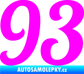 Samolepka Startovní číslo 93 typ 3   Fluorescentní růžová