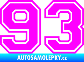 Samolepka Startovní číslo 93 typ 4 Fluorescentní růžová