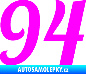 Samolepka Startovní číslo 94 typ 3    Fluorescentní růžová