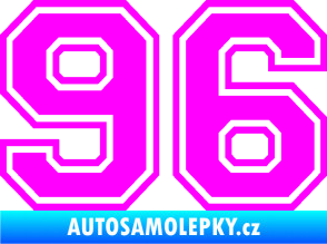Samolepka Startovní číslo 96 typ 4 Fluorescentní růžová