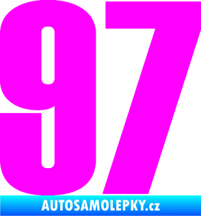 Samolepka Startovní číslo 97 typ 2 Fluorescentní růžová