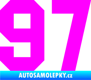 Samolepka Startovní číslo 97 Fluorescentní růžová