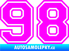 Samolepka Startovní číslo 98 typ 4 Fluorescentní růžová