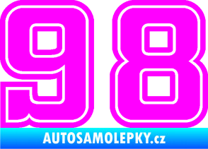 Samolepka Startovní číslo 98 typ 5 Fluorescentní růžová