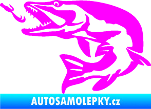 Samolepka Štika 005 levá s návnadou Fluorescentní růžová