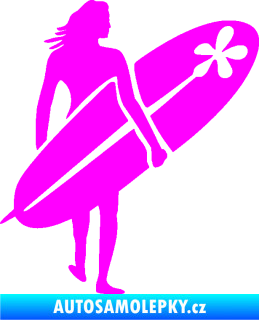 Samolepka Surfařka 003 pravá Fluorescentní růžová