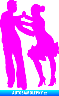 Samolepka Tanec 001 levá latinskoamerický tanec pár Fluorescentní růžová