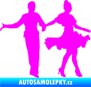 Samolepka Tanec 002 levá latinskoamerický tanec pár Fluorescentní růžová