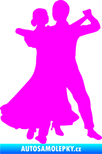 Samolepka Tanec 003 pravá společenský tanec pár Fluorescentní růžová