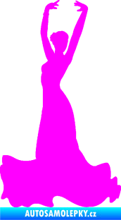 Samolepka Tanec 006 levá tanečnice flamenca Fluorescentní růžová
