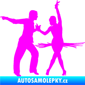 Samolepka Tanec 009 levá latinskoamerický tanec pár Fluorescentní růžová