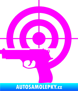 Samolepka Terč zbraň pravá Fluorescentní růžová