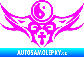 Samolepka Tetování 115 Jin a jang Fluorescentní růžová