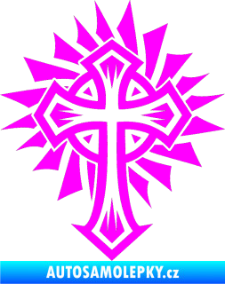 Samolepka Tetování 118 kříž Fluorescentní růžová
