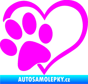 Samolepka Tlapka love levá Fluorescentní růžová
