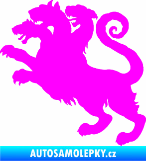 Samolepka Trojhlavý pes kerberos 002 levá Fluorescentní růžová