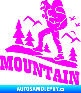 Samolepka Turista 005 levá výšlap na hory Fluorescentní růžová