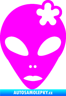 Samolepka UFO 009 slečna s kytičkou pravá Fluorescentní růžová