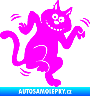 Samolepka Veselá kočka pravá Fluorescentní růžová