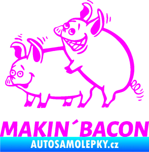 Samolepka Veselá prasátka makin bacon levá Fluorescentní růžová