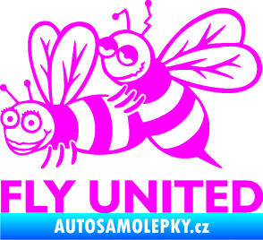 Samolepka Veselé vosy fly united levá Fluorescentní růžová