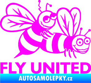 Samolepka Veselé vosy fly united pravá Fluorescentní růžová