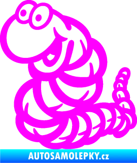 Samolepka Veselý červík levá Fluorescentní růžová