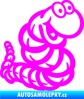 Samolepka Veselý červík pravá Fluorescentní růžová