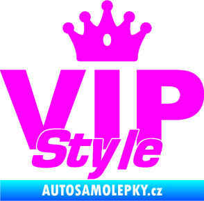 Samolepka VIP styl nápis s korunkou Fluorescentní růžová