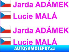 Samolepka Vlajka ČR se jménem Fluorescentní růžová
