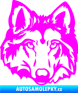 Samolepka Vlk 008 pravá  hlava Fluorescentní růžová