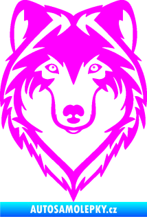 Samolepka Vlk 011 hlava Fluorescentní růžová