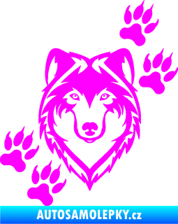 Samolepka Vlk 023 pravá Fluorescentní růžová