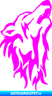Samolepka Vlk 026 pravá Fluorescentní růžová