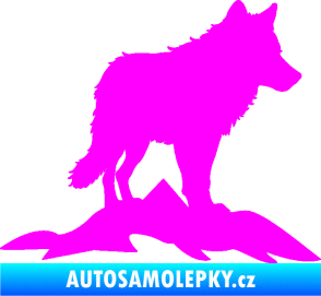 Samolepka Vlk 031 pravá hory Fluorescentní růžová