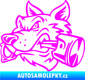 Samolepka Vlk 032 levá moto s pístem Fluorescentní růžová