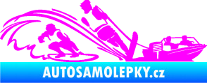 Samolepka Vodní lyžování a surf pravá Fluorescentní růžová