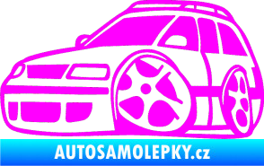 Samolepka VW Passat b6 karikatura levá Fluorescentní růžová