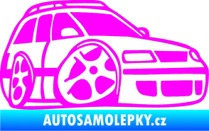 Samolepka VW Passat b6 karikatura pravá Fluorescentní růžová